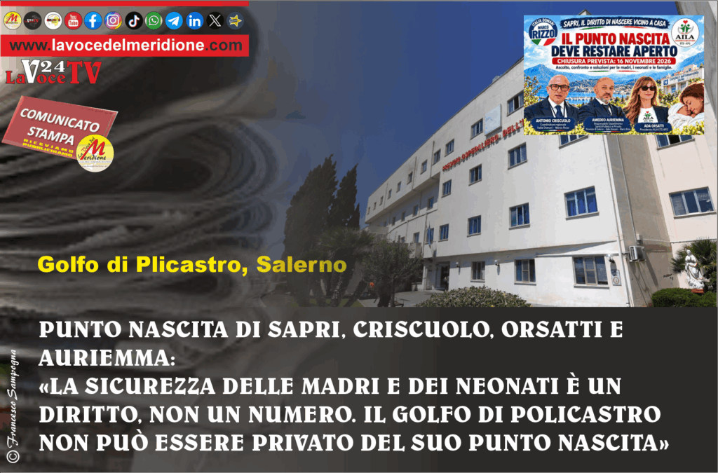 PUNTO NASCITA DI SAPRI, CRISCUOLO, ORSATTI E AURIEMMA «LA SICUREZZA DELLE MADRI E DEI NEONATI È UN DIRITTO, NON UN NUMERO. IL GOLFO DI POLICASTRO NON PUÒ ESSERE PRIVATO DEL SUO PUNTO NASCITA»
